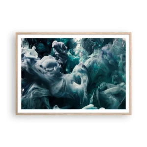 Pôster com moldura de carvalho claro - Movimento de cores - 100x70 cm