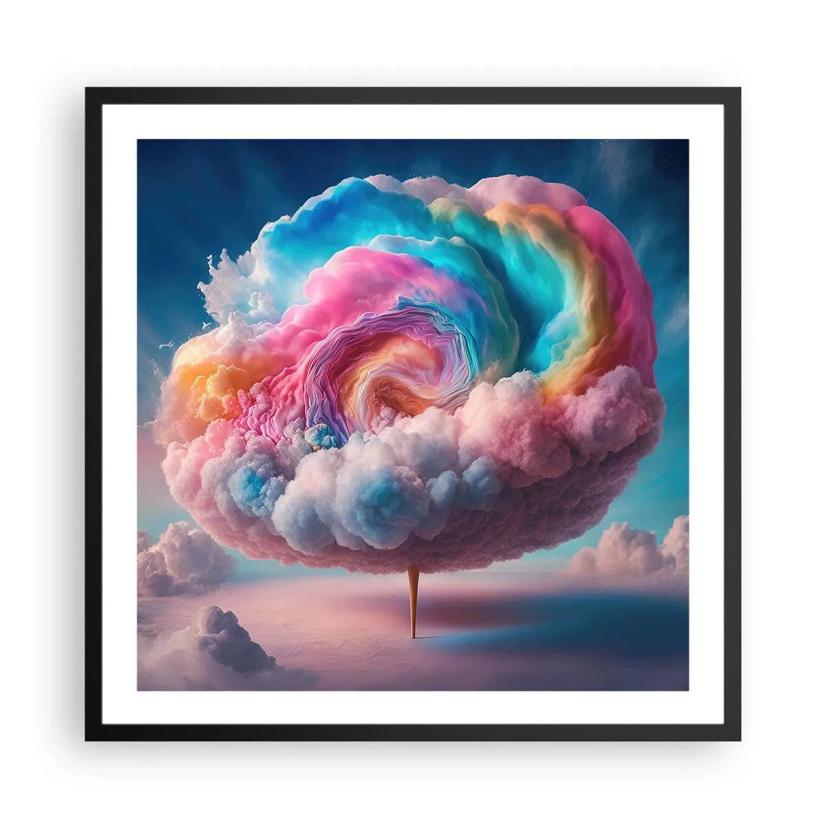 Pôster com moldura preta - O sonho de um parque de diversões - 60x60 cm