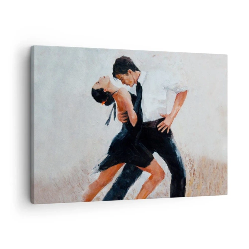 Quadro em tela - Um casal dançando em uma foto elegante e sensual - 70x50cm - O tango dos meus sonhos - Decoração de parede moderna para a sala de estar e quarto ARTTOR