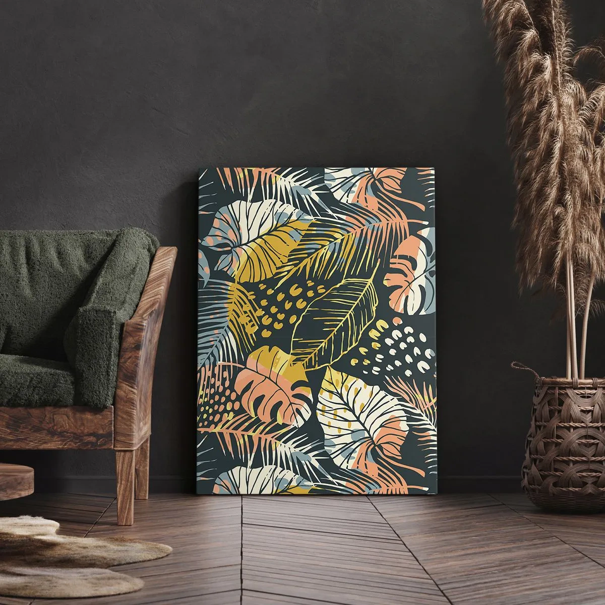 Quadro em tela - Fantasia de folhas - 50x70 cm