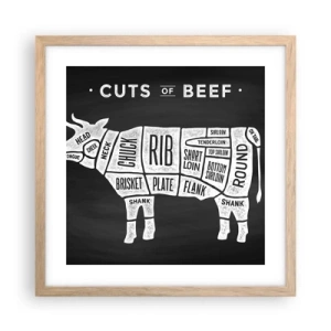 Pôster com moldura de carvalho claro - Cartilha do talhante - 40x40 cm