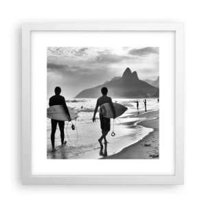 Pôster em moldura branca - Samba para uma onda - 30x30 cm