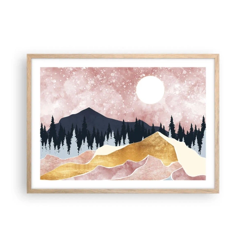 Pôster com moldura de carvalho claro - Ronda Noturna - 70x50 cm