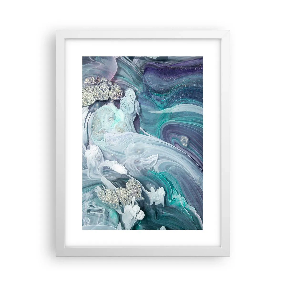 Pôster em moldura branca - Correntes de azul - 30x40 cm