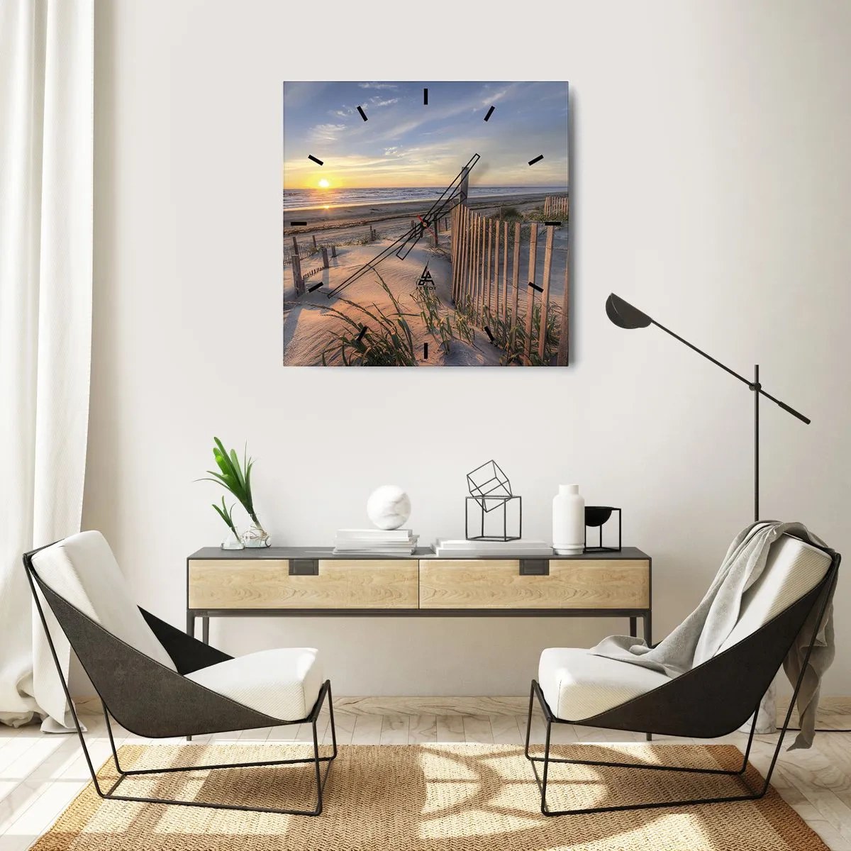 Relógio de parede - Relógio em vidro - Brilho e sombra do vento - 40x40 cm