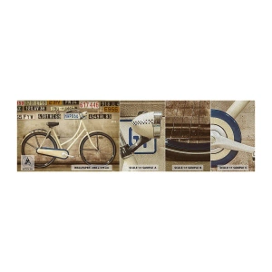 Amostra de papel de parede Premium Sand - Sem complexos - Mural, Bicicleta, Pratos - 100x30 cm