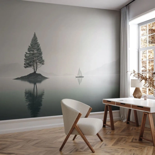 Papel de Parede Premium Canvas - Sonho dos sonhos - Compostura, Barco a vela, Lago - 450x315 cm