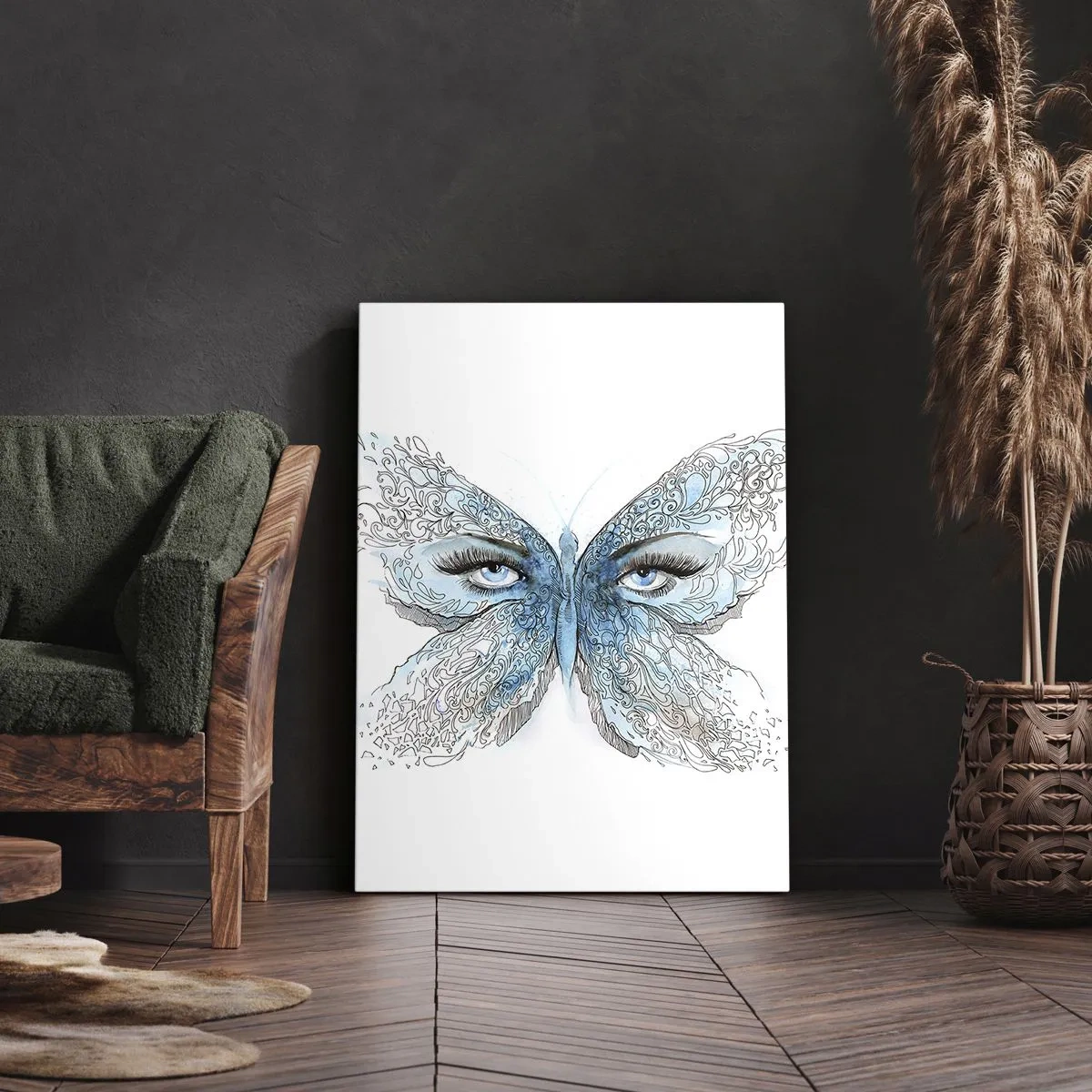 Quadro em tela - Borboleta eros - 55x100 cm