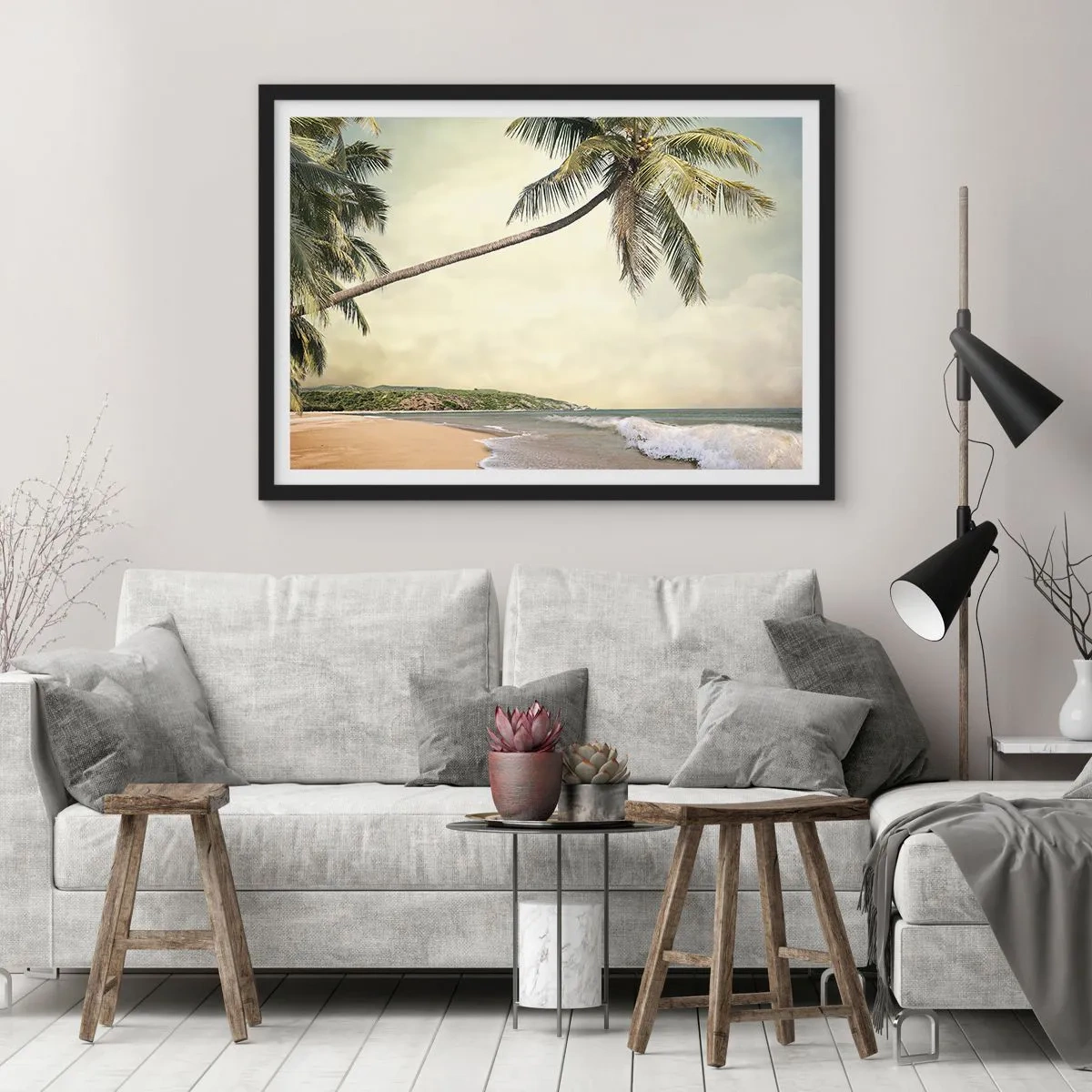 Pôster com moldura preta - Sonho tropical - 70x50 cm