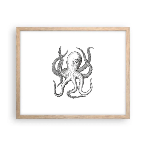 Pôster com moldura de carvalho claro - Dançando com as ondas - 50x40 cm