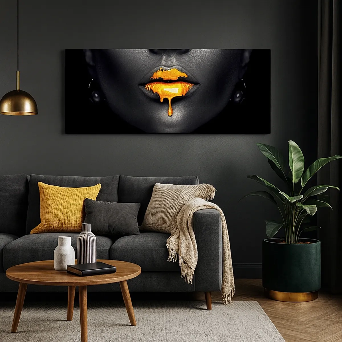 Quadro em tela - Boca dourada - 30x30 cm