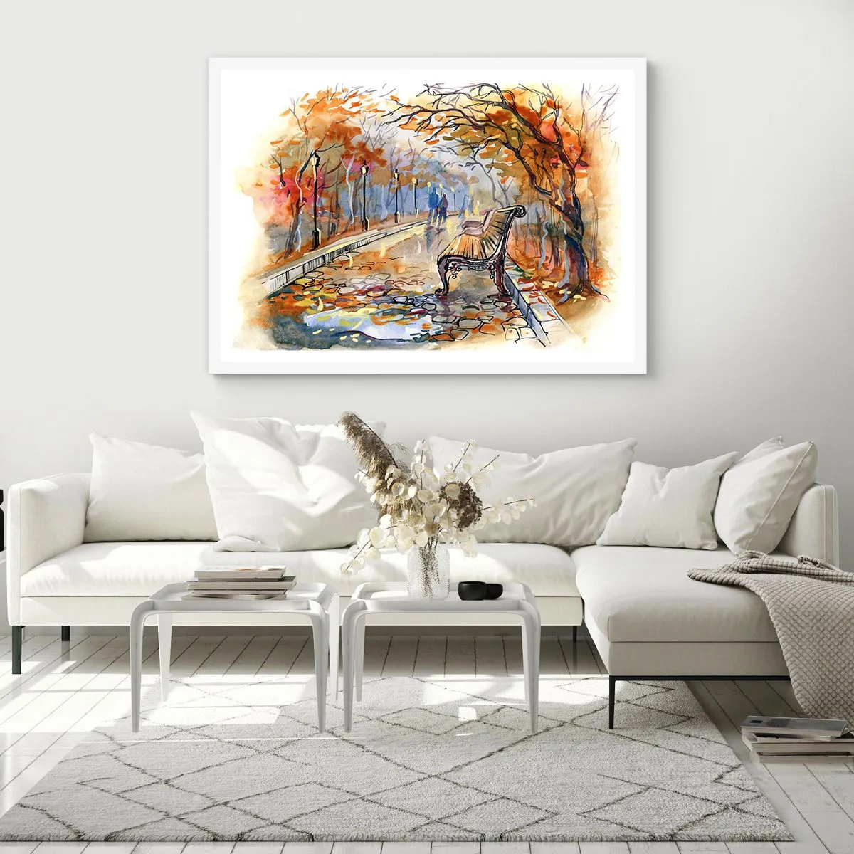 Pôster em moldura branca - Juntos pelo outono - 70x50 cm