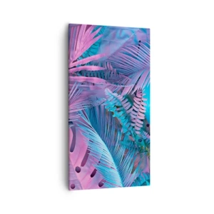 Quadro em tela - Trópicos em rosa e azul - 55x100 cm