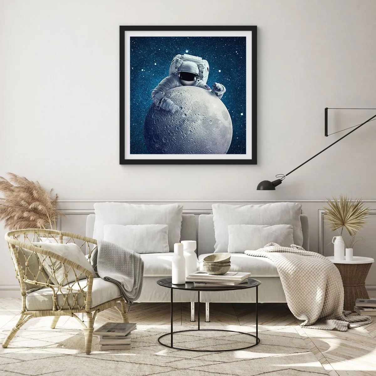 Pôster com moldura preta - Coringa do espaço - 50x50 cm