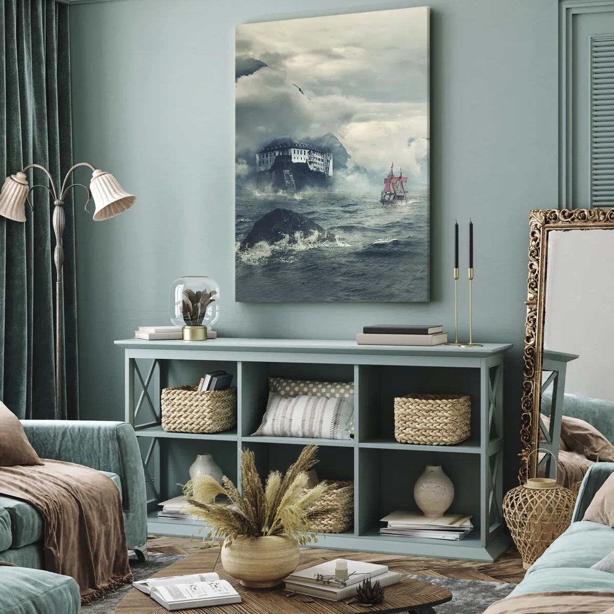 Quadro em tela - Nas águas mágicas - 55x100 cm