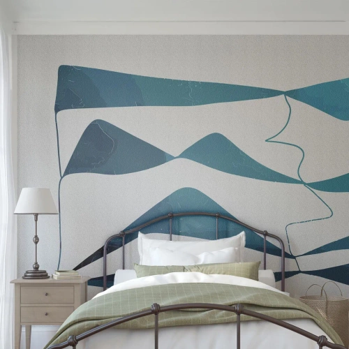 Papel de parede personalizado Adesivo Deluxe Sticker - Abstração: composto turquesa - Minimalismo, Elementos, Abstração