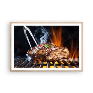 Pôster com moldura de carvalho claro - Suculenta e de bom cheiro - 91x61 cm