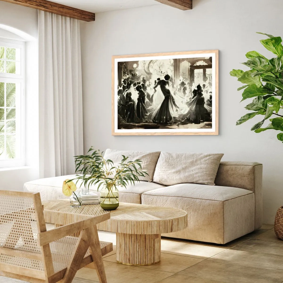 Pôster com moldura de carvalho claro - O grande baile de máscaras - 100x70 cm