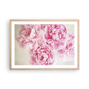 Pôster com moldura de carvalho claro - Em esplendor rosa - 70x50 cm