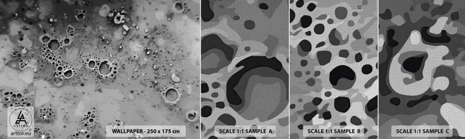Amostra de papel de parede Premium Canvas - Como uma paisagem lunar - Composição, Pedaço, Gráficos - 100x30 cm
