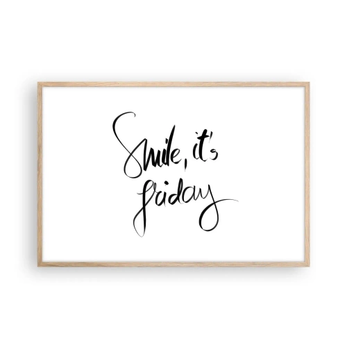 Pôster com moldura de carvalho claro - Verdadeira alegria - 91x61 cm