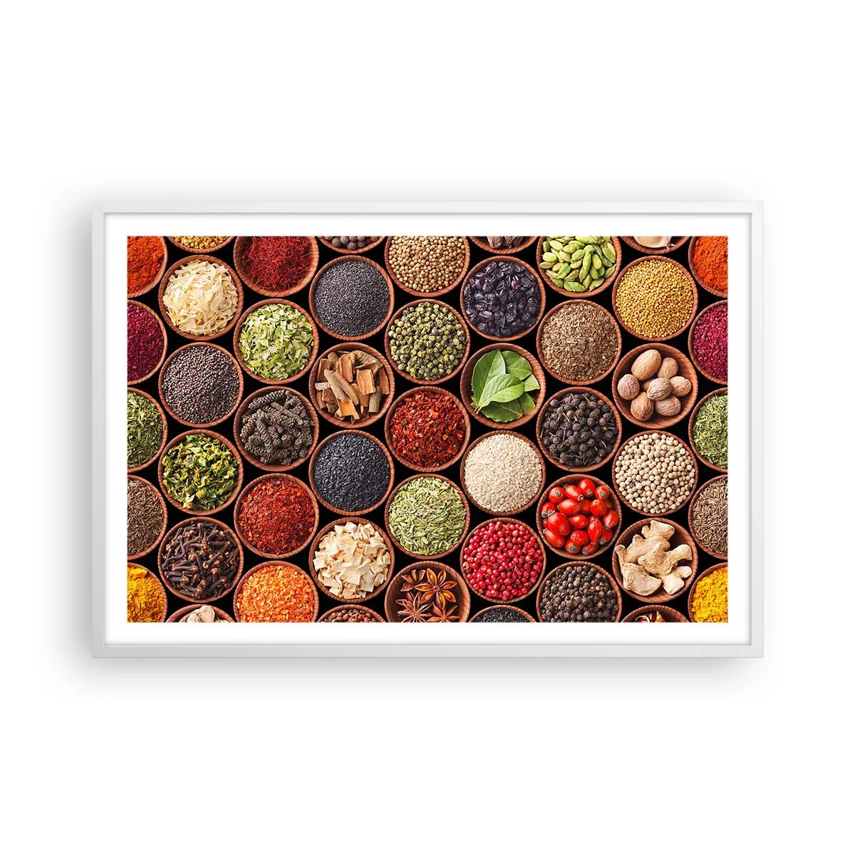 Pôster em moldura branca - Todos os sabores do mundo - 91x61 cm