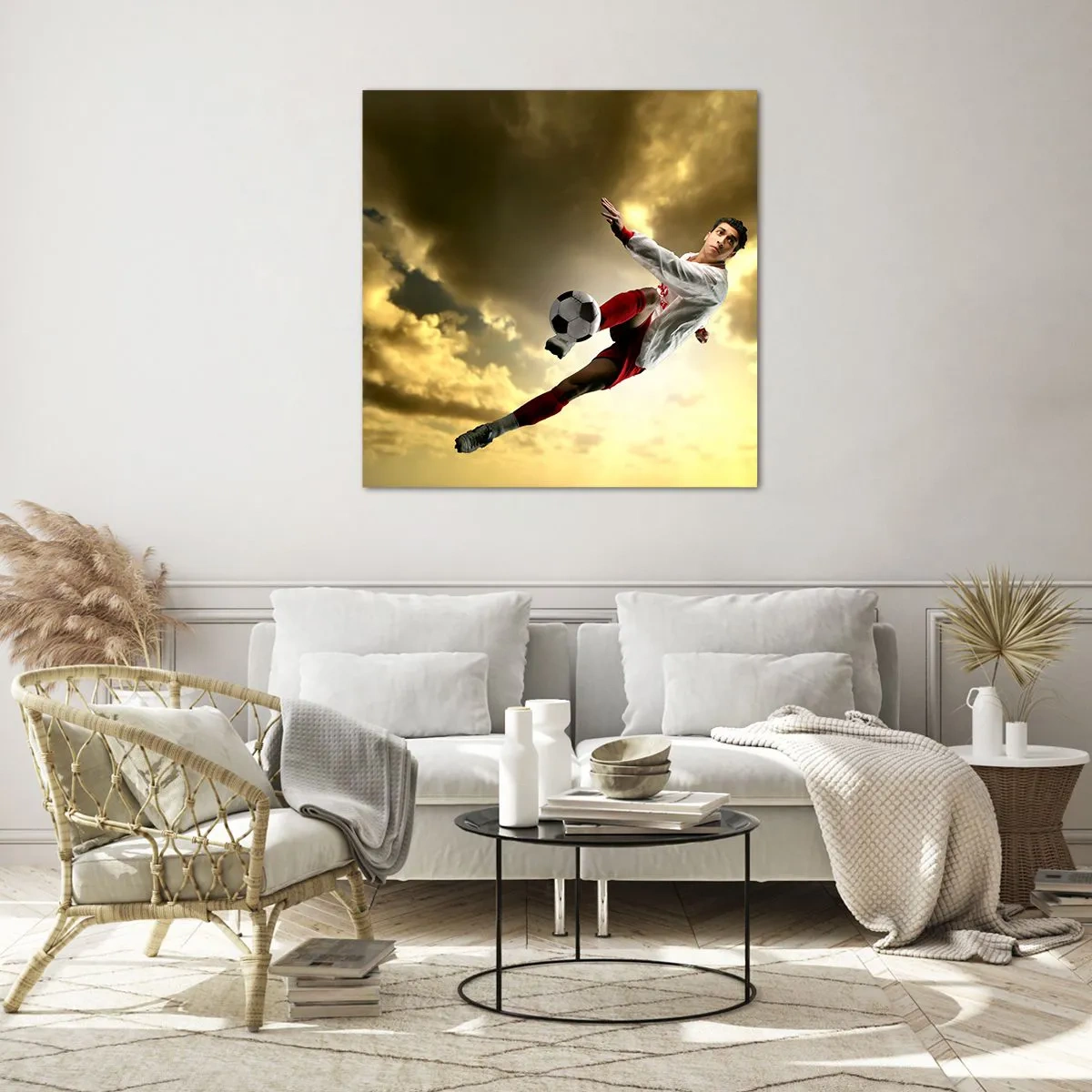 Quadro em vidro - O céu do futebol - 30x30 cm