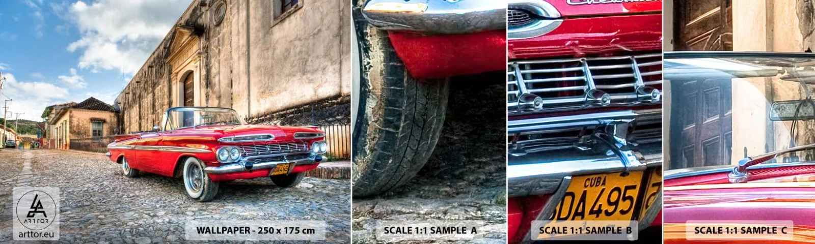 Amostra de Papel de Parede Standard Eco - Emoções cubanas - Automotivo, Carro, Cuba - 100x30 cm