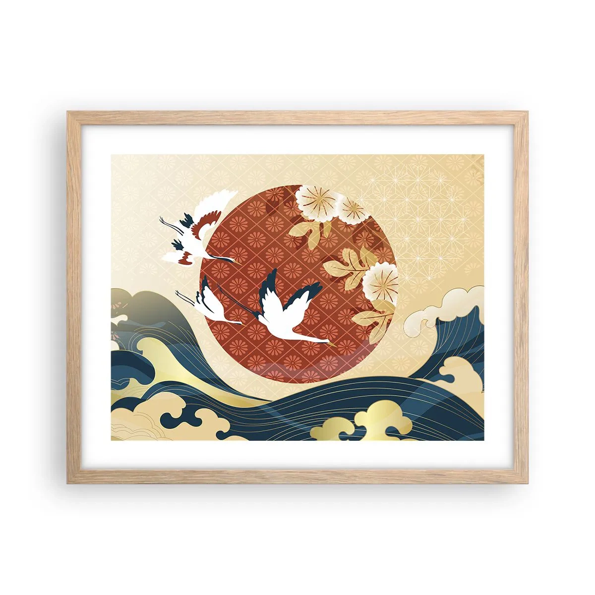 Pôster com moldura de carvalho claro - Conto de fadas japonês - 50x40 cm