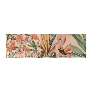 Amostra de papel de parede Premium Sand - Balé rosa em flores - Pássaro, Flamingo, Selva - 100x30 cm