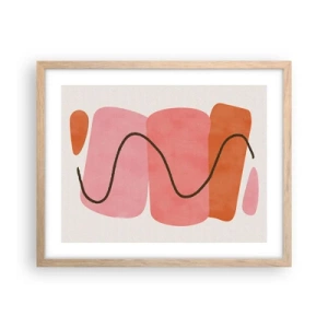 Pôster com moldura de carvalho claro - Movimento suave de formas - 50x40 cm