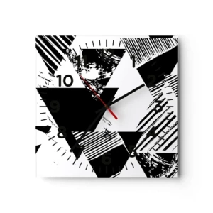 Relógio de parede - Relógio em vidro - Chuva de triângulos - 30x30 cm