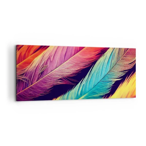 Quadro em tela - Arco-íris emplumado - 100x40 cm