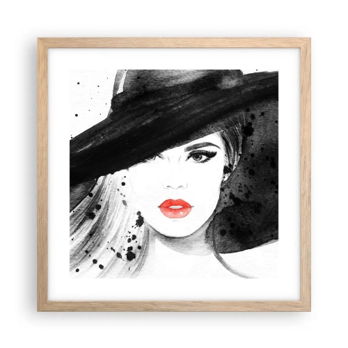 Pôster com moldura de carvalho claro - Dama de Preto - 40x40 cm