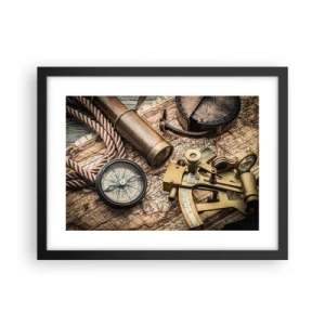 Pôster com moldura preta - Definir um rumo - 40x30 cm