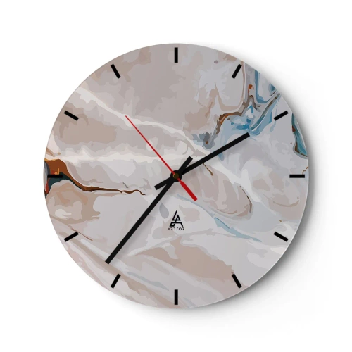 Relógio de parede - Relógio em vidro - Meandros azuis sob branco - 40x40 cm