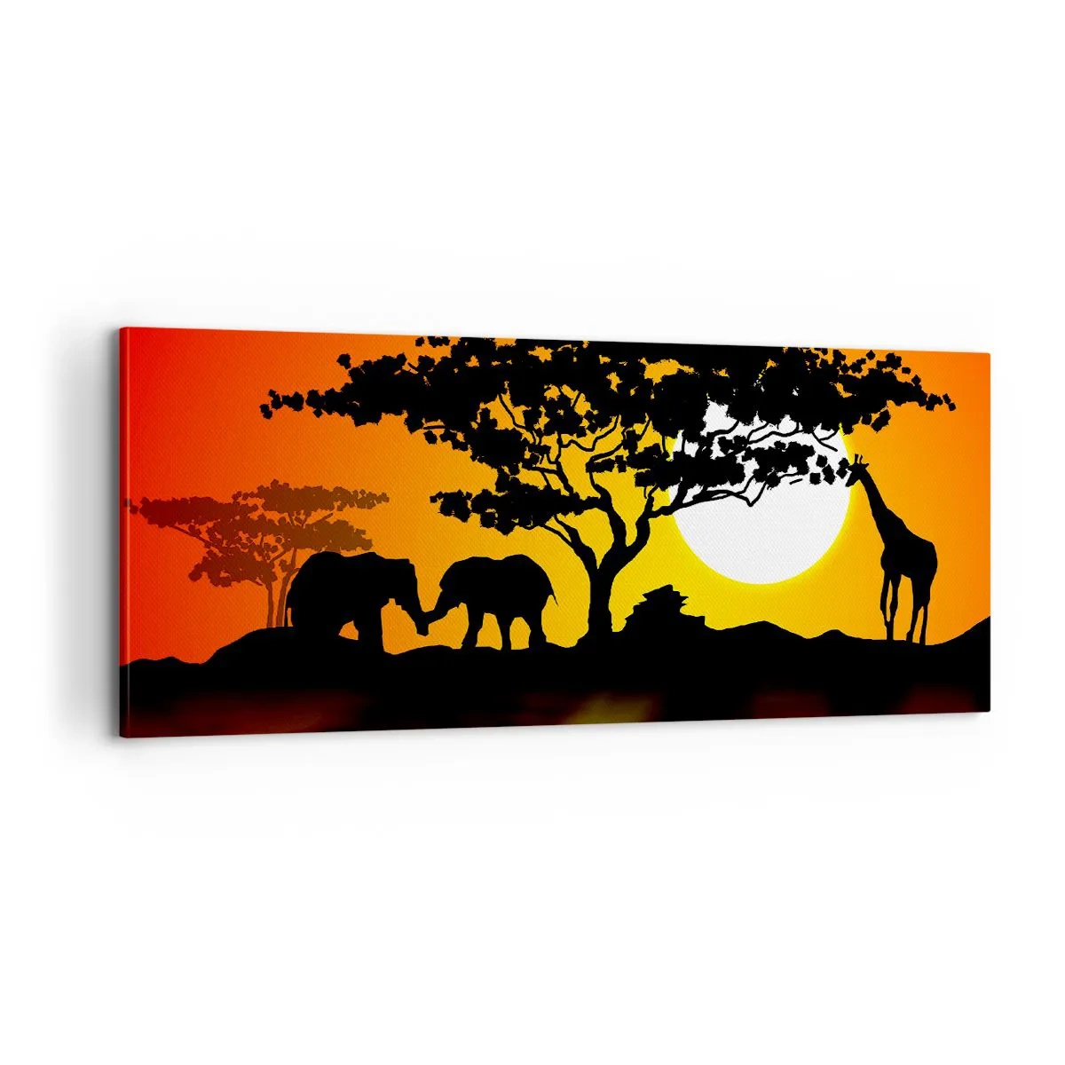 Quadro em tela - Encontro na savana - 100x40 cm