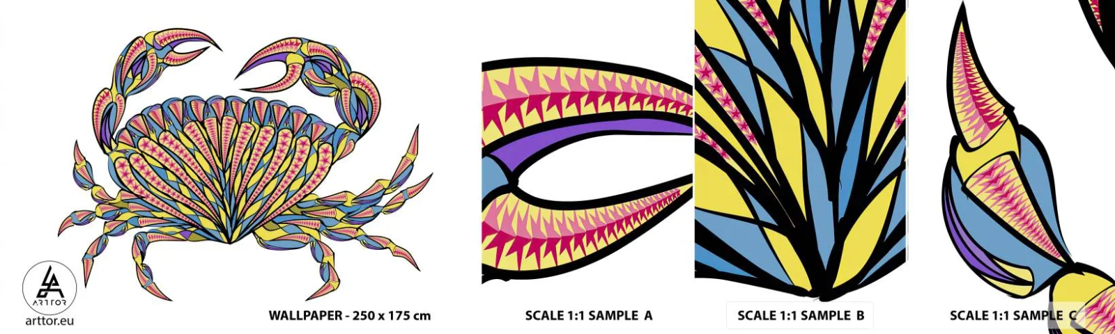 Amostra de Papel de Parede Standard Eco - Joias do mar - Caranguejo, Para crianças, Gráficos - 100x30 cm