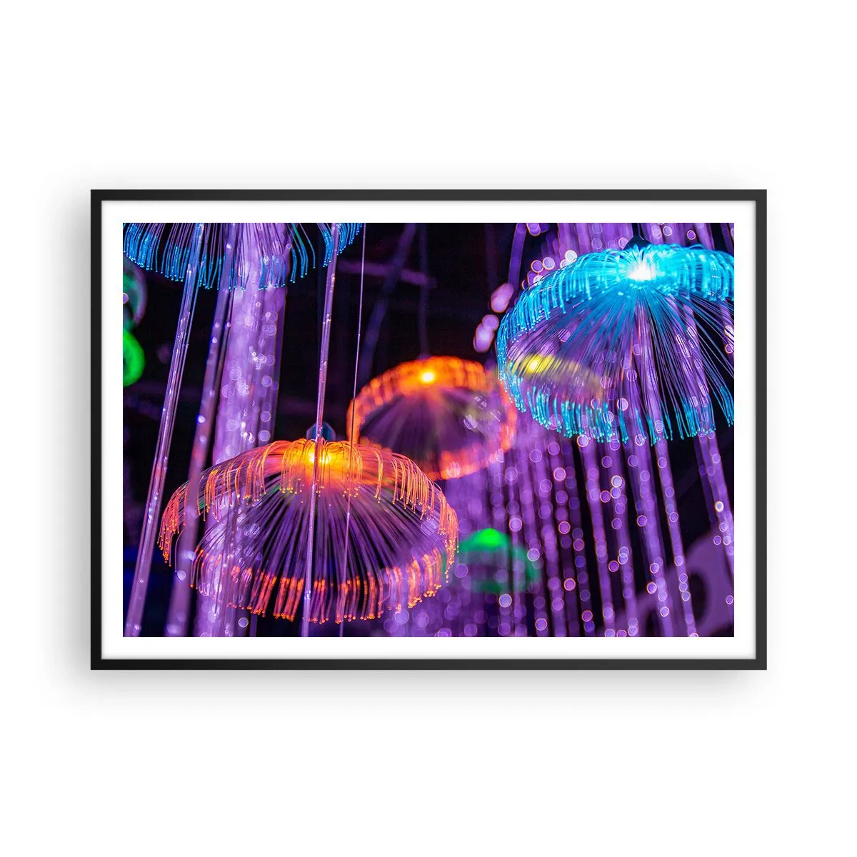 Pôster com moldura preta - Fonte de luz - 100x70 cm