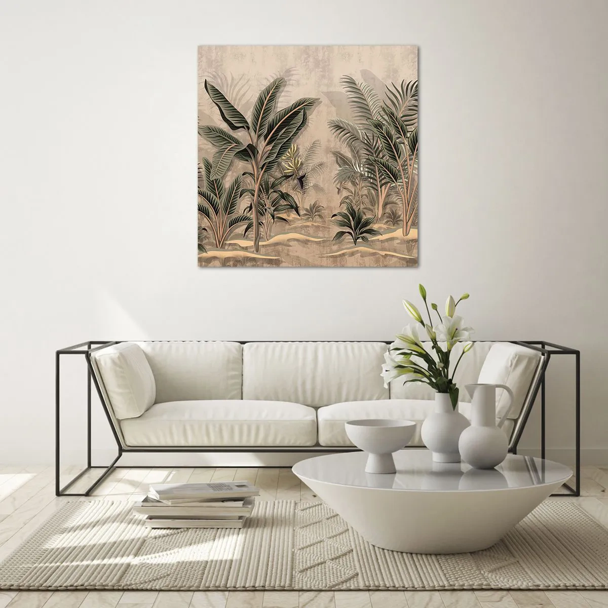Quadro em vidro - Gravura em estilo colonial - 40x40 cm