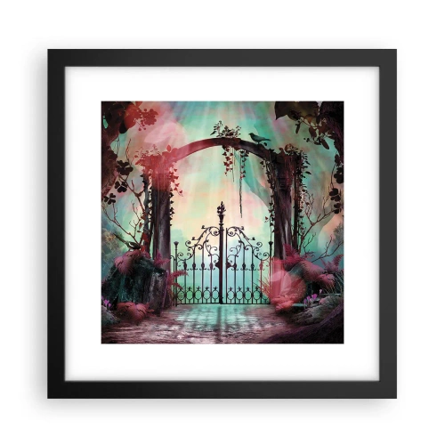 Pôster com moldura preta - Jardim secreto - 30x30 cm