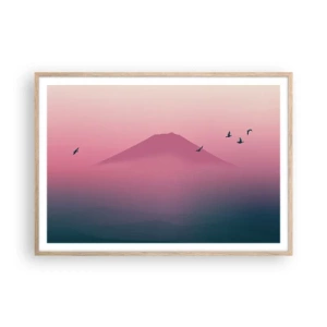 Pôster com moldura de carvalho claro - Andarilhos sob as nuvens - 100x70 cm