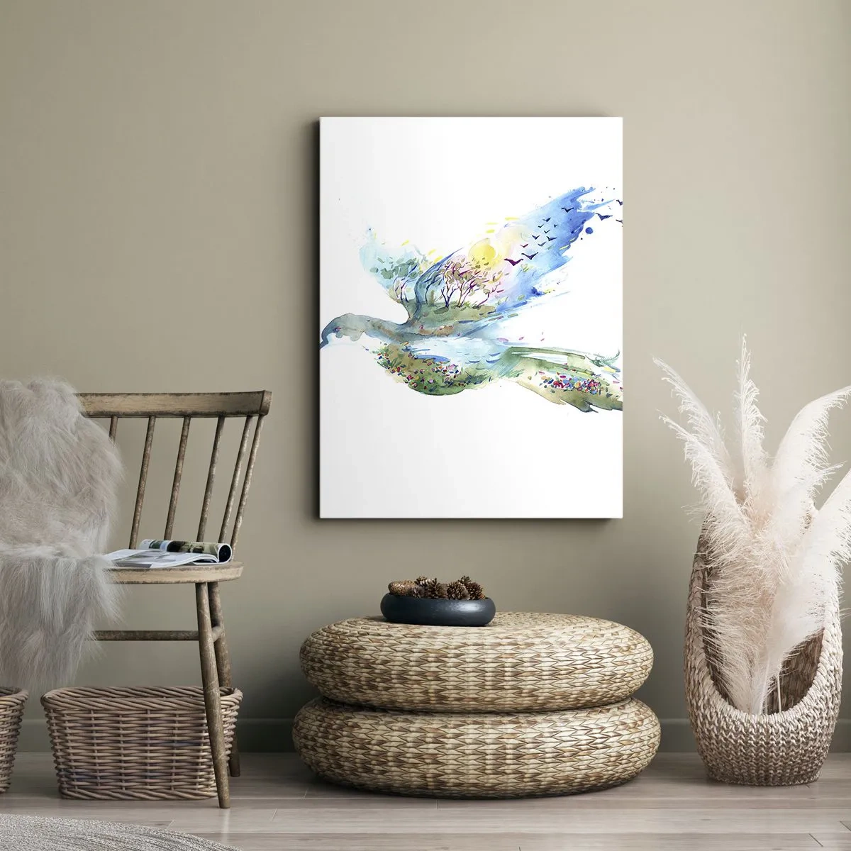 Quadro em tela - Nas asas da natureza - 80x120 cm