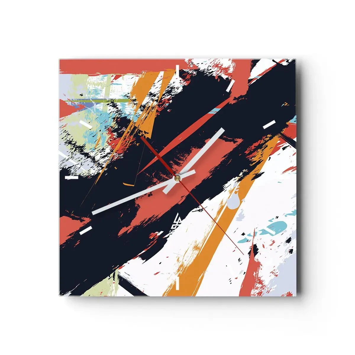 Relógio de parede - Relógio em vidro - Composição dinâmica - 40x40 cm