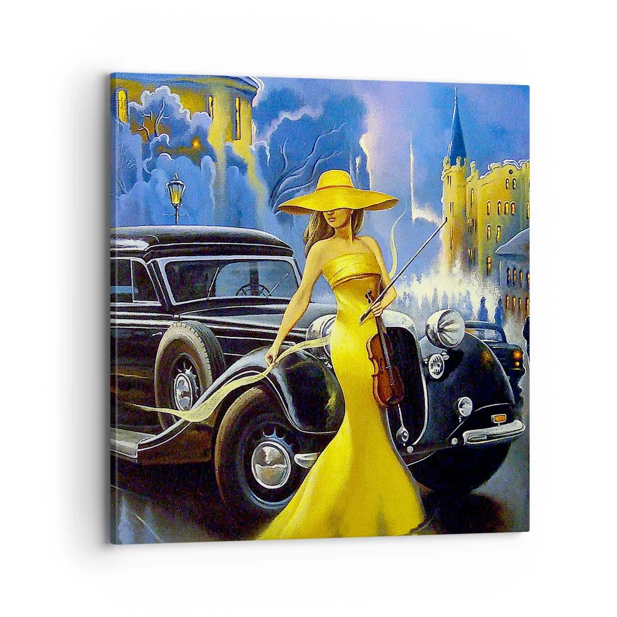 Quadro em tela - Música instrumental com violino e amor - 70x70 cm