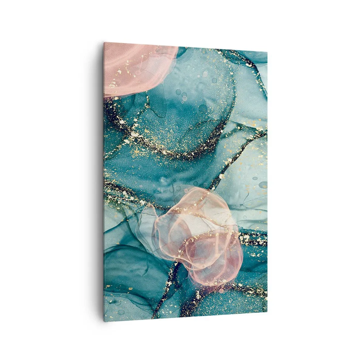 Quadro em tela - Azul seda, rosa tule - 80x120 cm
