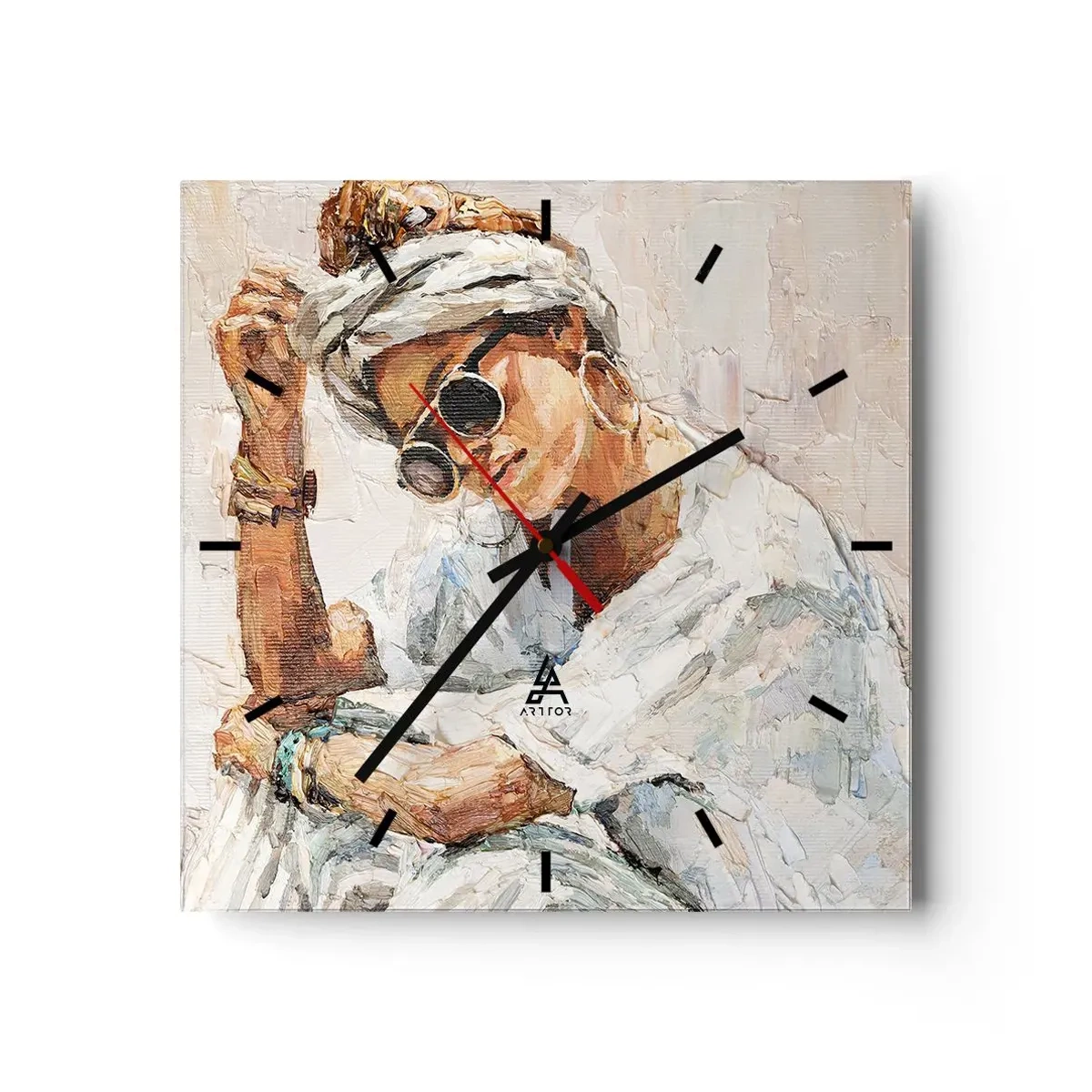 Relógio de parede - Relógio em vidro - Retrato em pleno sol - 40x40 cm