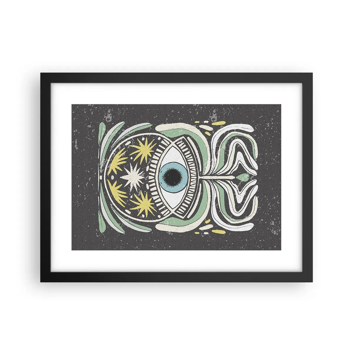 Pôster com moldura preta - Rituais tribais - 40x30 cm