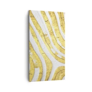 Quadro em tela - Composição a branco e ouro - 45x80 cm