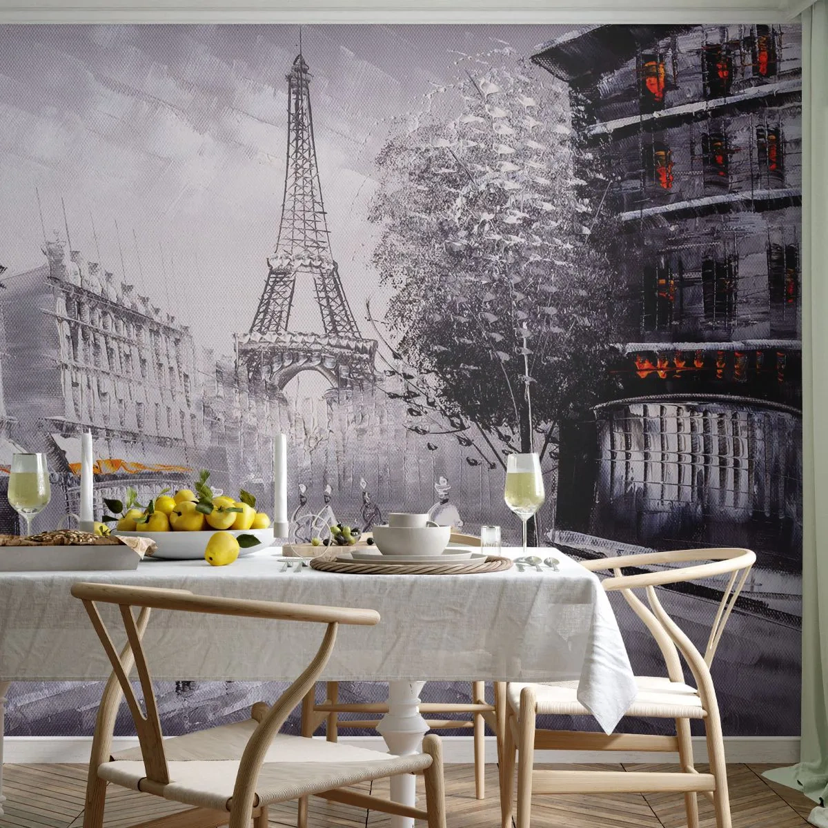 Papel de Parede Premium Canvas - Passeio em Paris - Cidade, Paris, Torre Eiffel - 250x175 cm